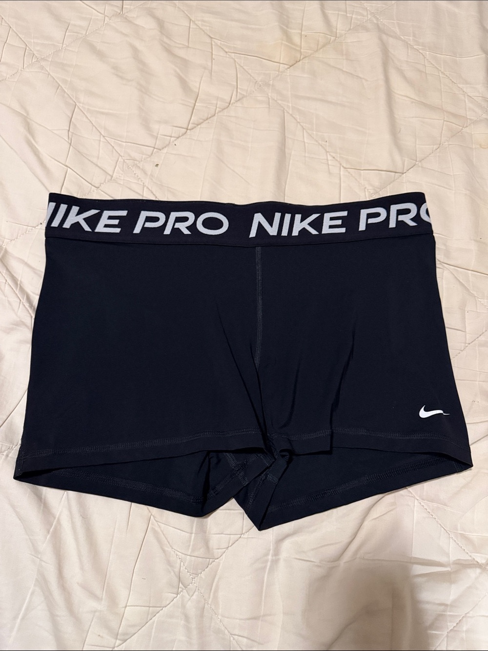 Nike Black Pro Compression Bike Shorts with White Logo